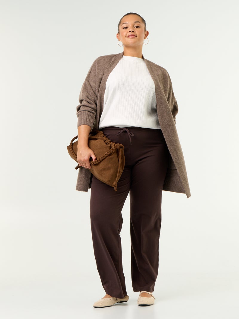 Cardigan comprido aberto Castanho - Kiabi