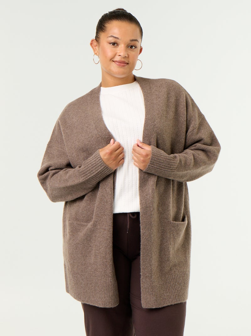 Cardigan comprido aberto Castanho - Kiabi