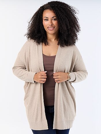 Cardigan comprido aberto em malha fina