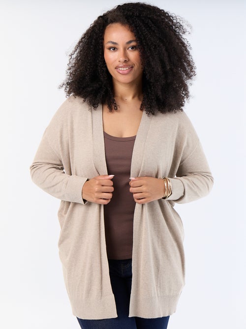 Cardigan comprido aberto em malha fina - Kiabi