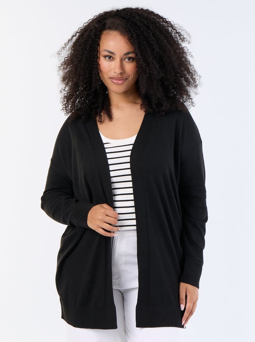 Cardigan comprido aberto em malha fina - Kiabi