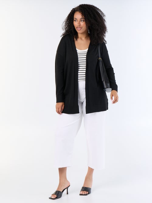 Cardigan comprido aberto em malha fina - Kiabi