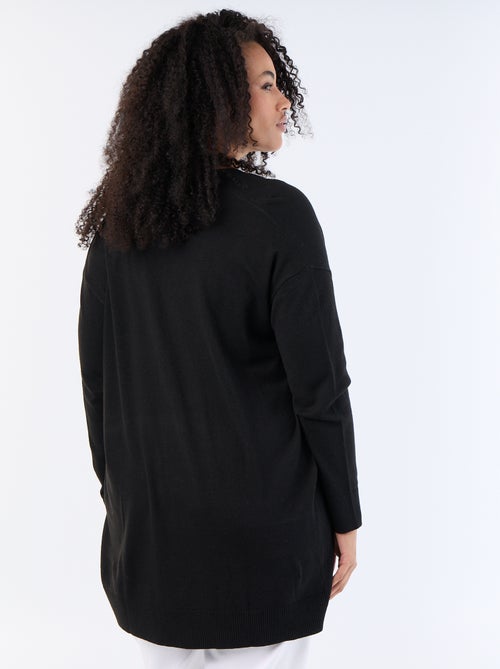 Cardigan comprido aberto em malha fina - Kiabi