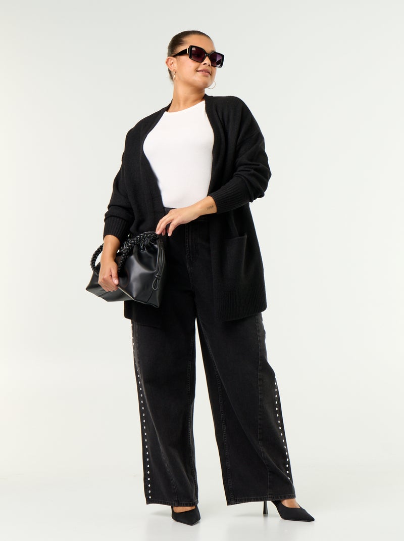 Cardigan comprido aberto Preto - Kiabi