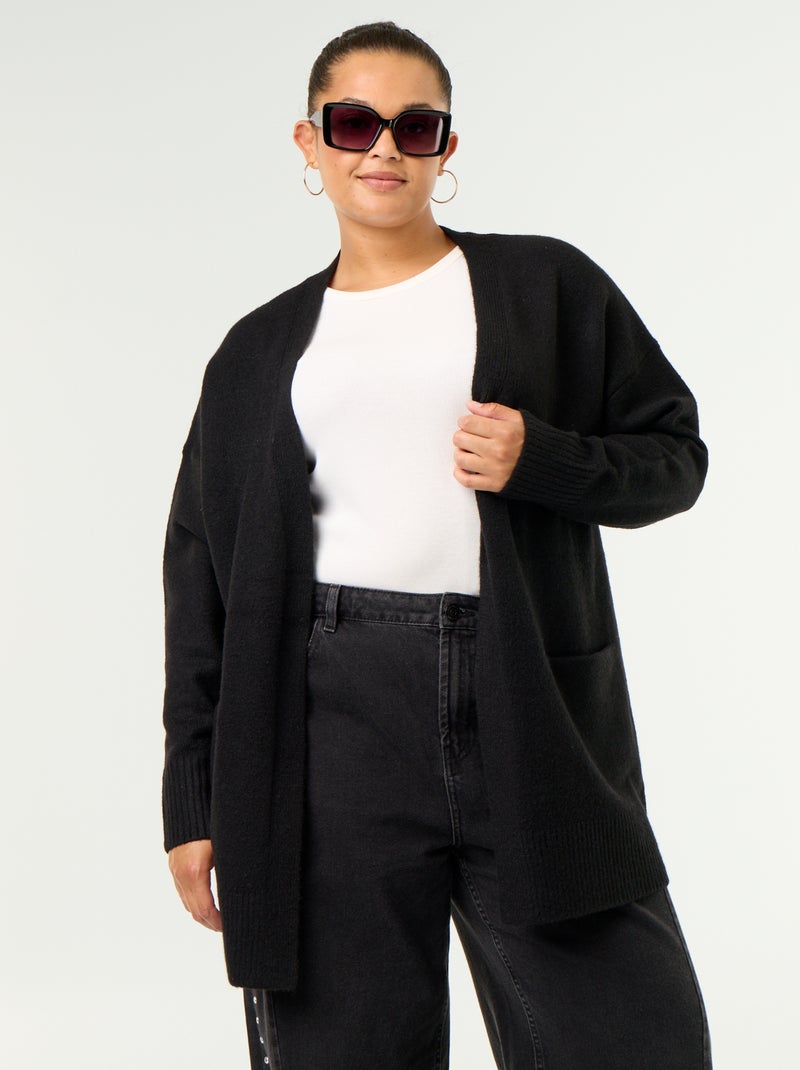 Cardigan comprido aberto Preto - Kiabi