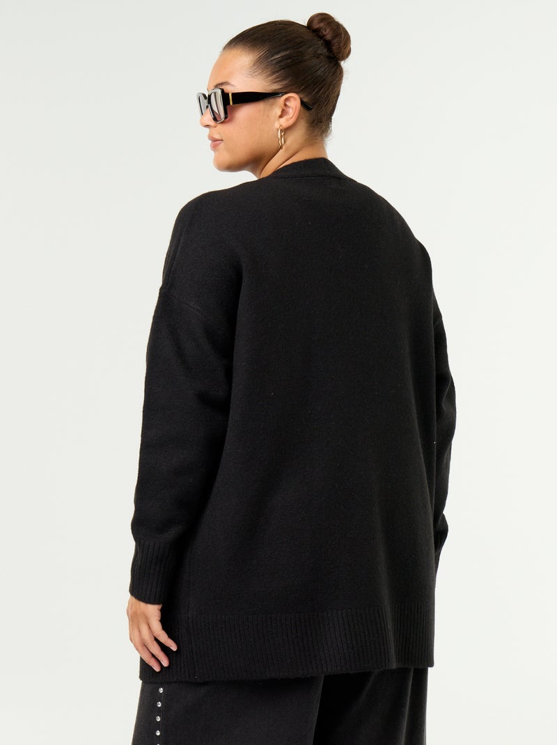 Cardigan comprido aberto Preto - Kiabi