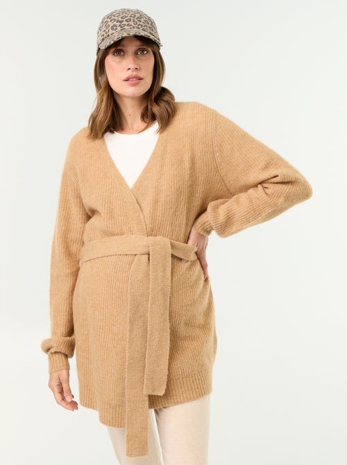 Cardigan comprido de maternidade em mistura de mohair - Kiabi Cardigan comprido de maternidade em mistura de mohair - Kiabi