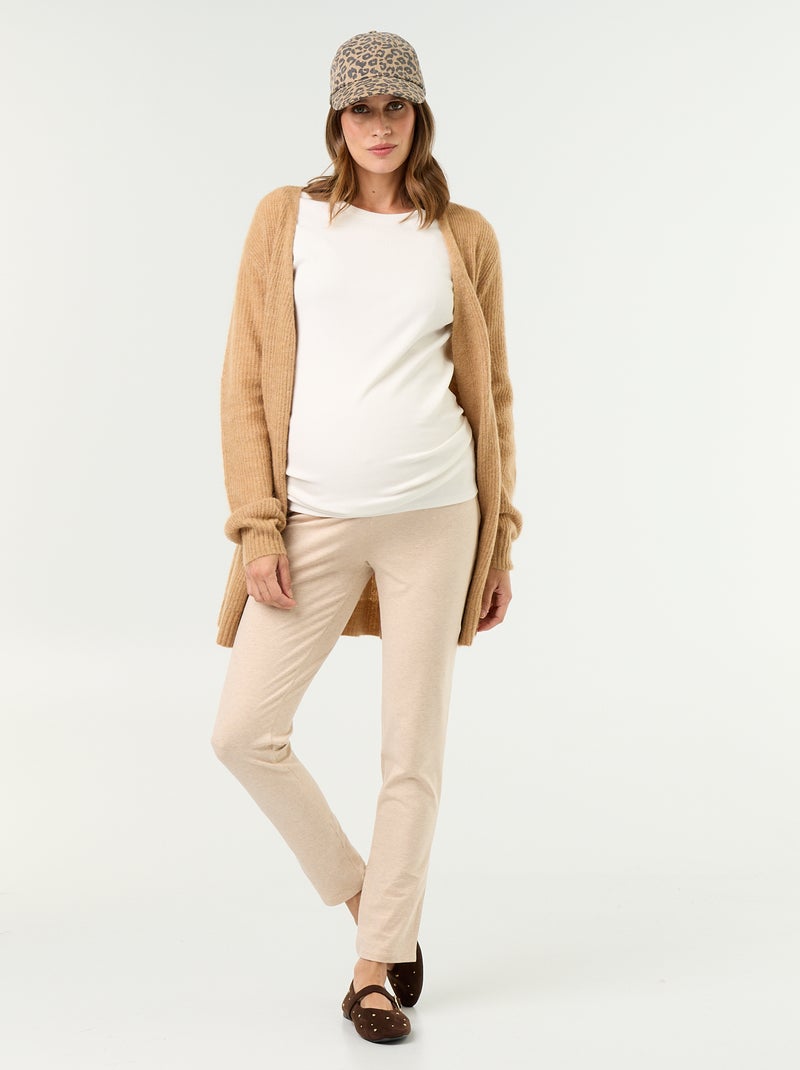 Cardigan comprido de maternidade em mistura de mohair Bege - Kiabi