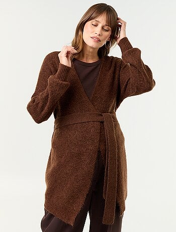 Cardigan comprido de maternidade em mistura de mohair