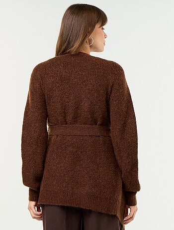 Cardigan comprido de maternidade em mistura de mohair