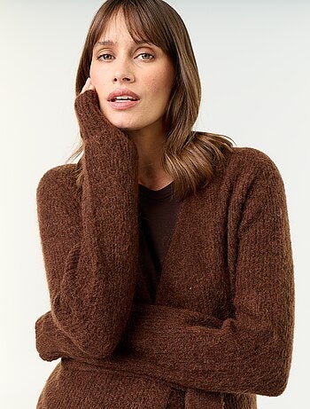 Cardigan comprido de maternidade em mistura de mohair
