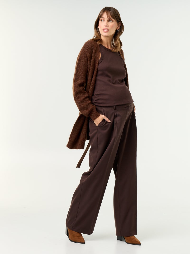 Cardigan comprido de maternidade em mistura de mohair Castanho - Kiabi