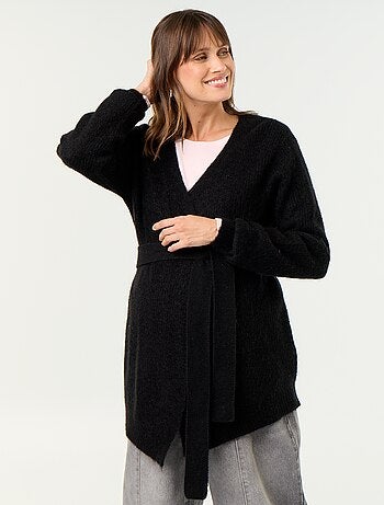 Cardigan comprido de maternidade em mistura de mohair