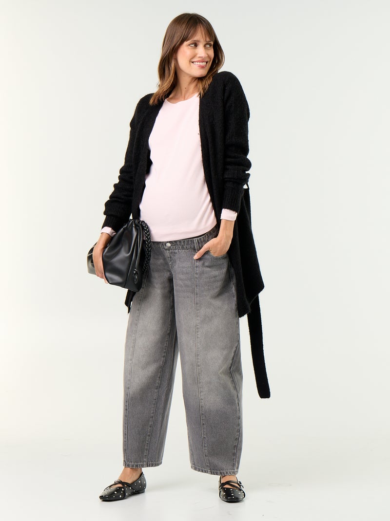 Cardigan comprido de maternidade em mistura de mohair Preto - Kiabi