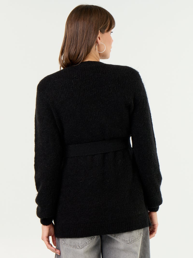Cardigan comprido de maternidade em mistura de mohair Preto - Kiabi