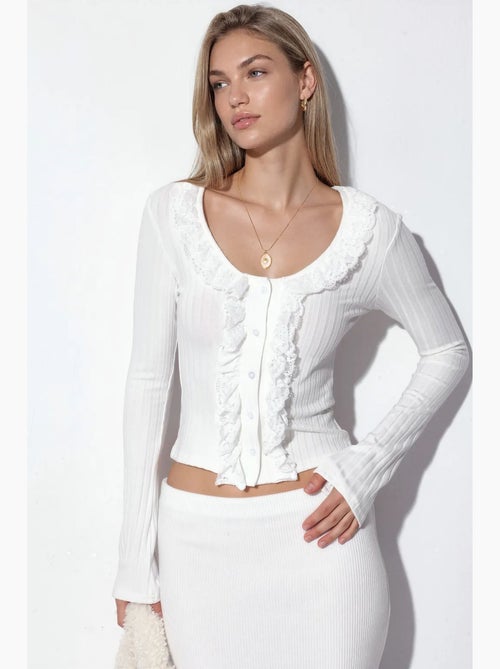 Cardigan crop canelado ajustado busem - Kiabi