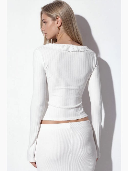 Cardigan crop canelado ajustado busem - Kiabi