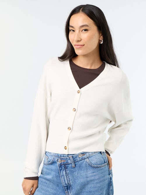Cardigan cropped com botões - Kiabi Cardigan cropped com botões - Kiabi