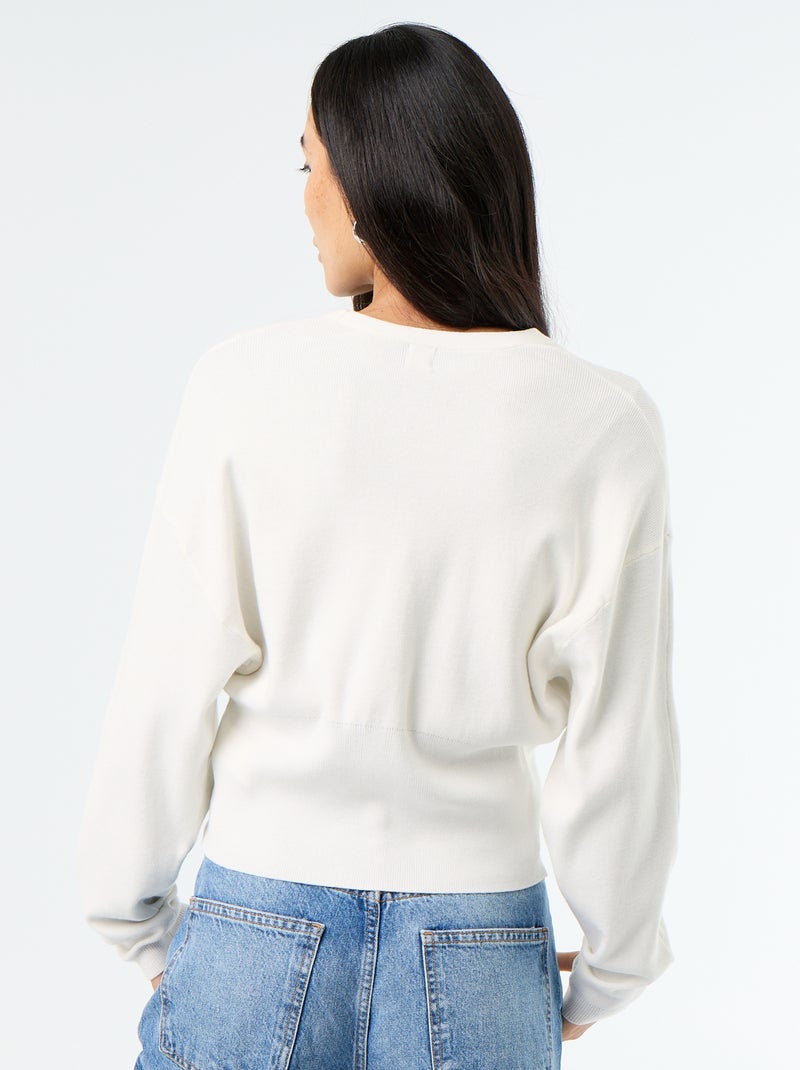 Cardigan cropped com botões Branco - Kiabi
