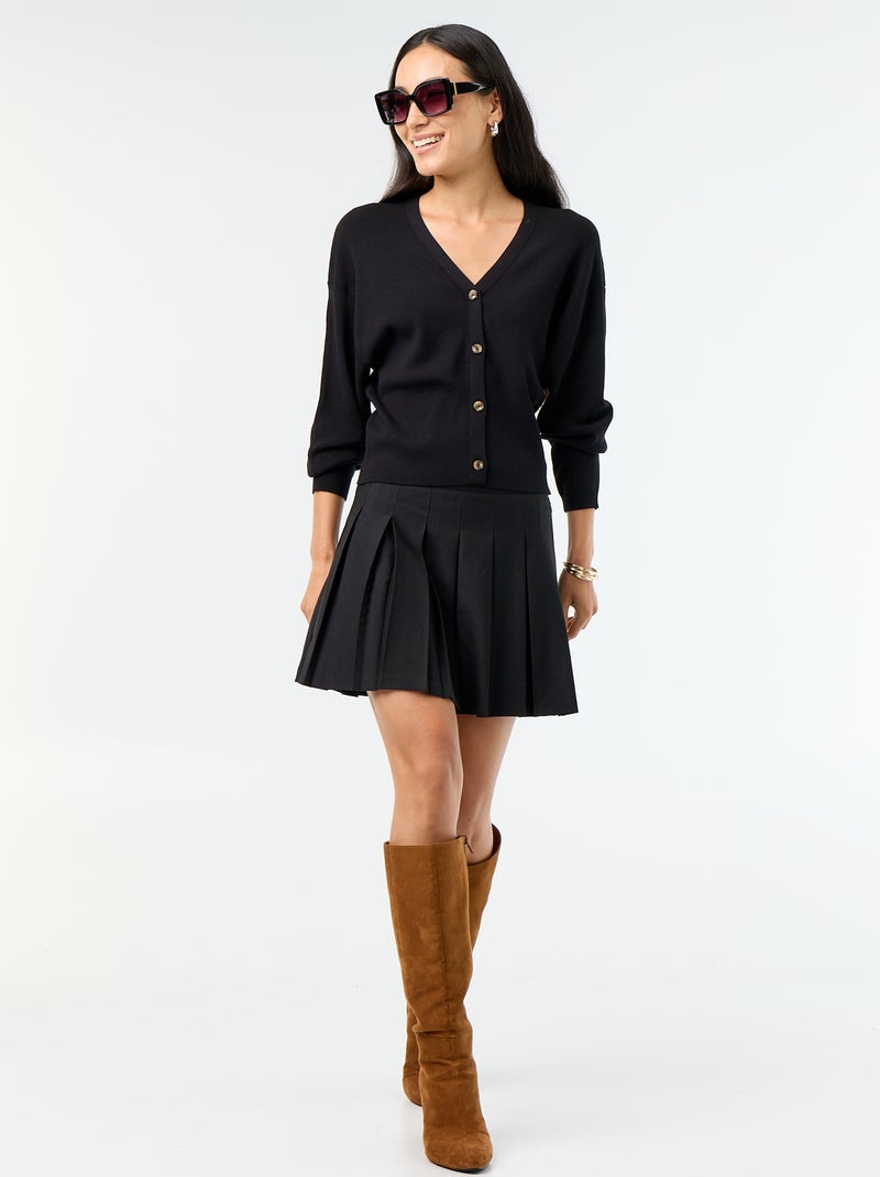 Cardigan cropped com botões Preto - Kiabi