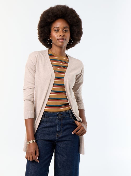 Cardigan curto aberto em malha de malha fina - Kiabi Cardigan curto aberto em malha de malha fina - Kiabi