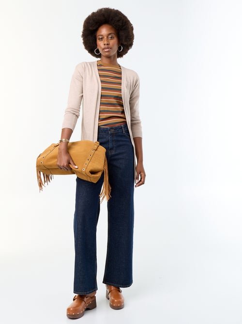Cardigan curto aberto em malha de malha fina - Kiabi Cardigan curto aberto em malha de malha fina - Kiabi