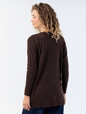 Cardigan curto aberto em malha de malha fina