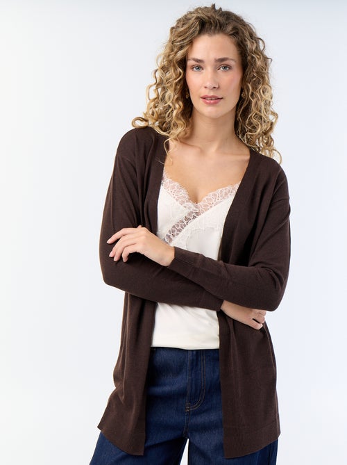 Cardigan curto aberto em malha de malha fina - Kiabi