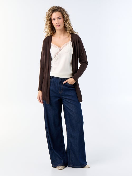 Cardigan curto aberto em malha de malha fina - Kiabi