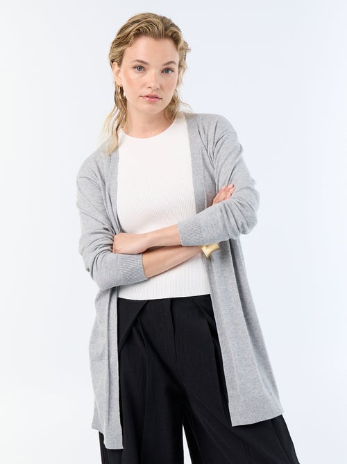 Cardigan curto aberto em malha de malha fina - Kiabi