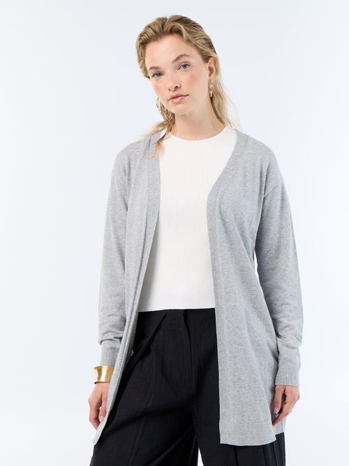 Cardigan curto aberto em malha de malha fina - Kiabi