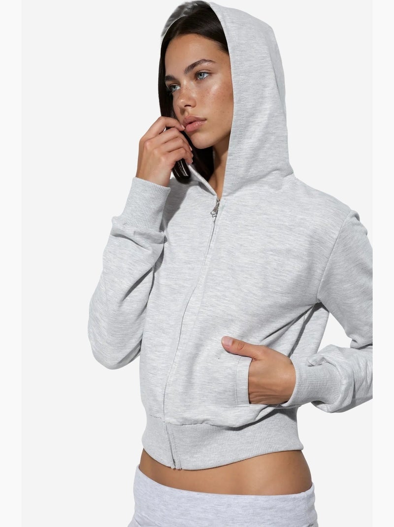 Cardigan de algodão elástico busem Cinza claro - Kiabi