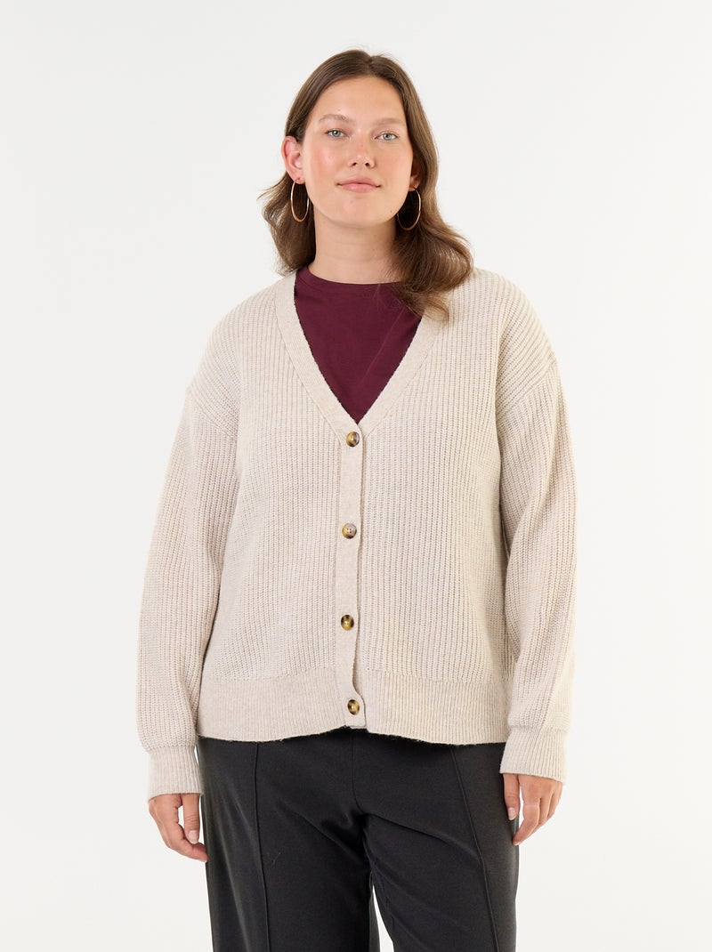 Cardigan de decote em V Cinza - Kiabi