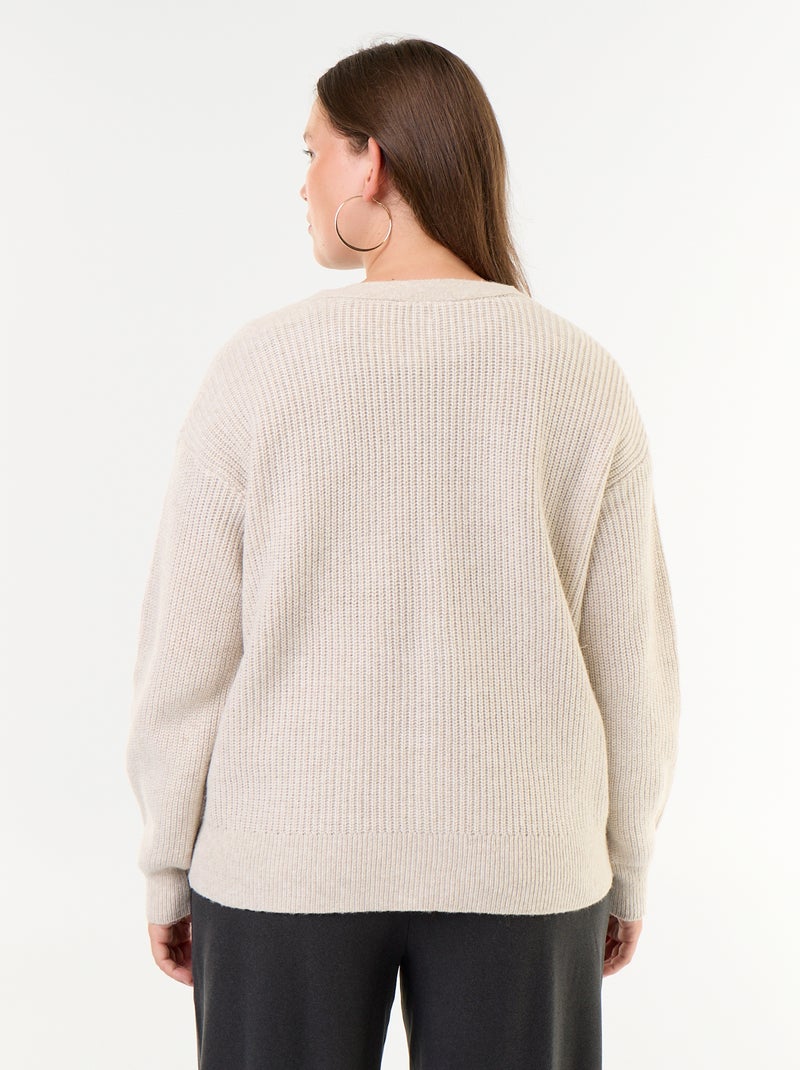 Cardigan de decote em V Cinza - Kiabi