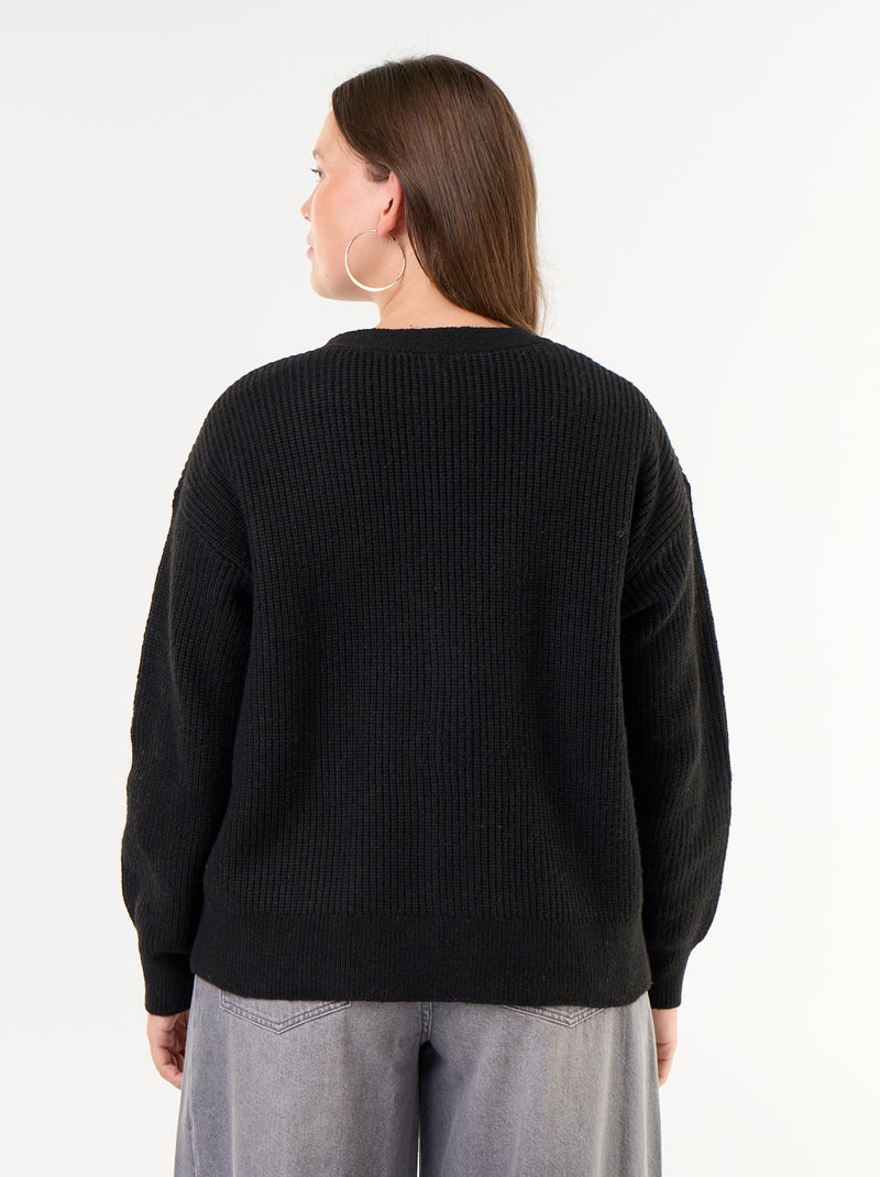 Cardigan de decote em V Preto - Kiabi