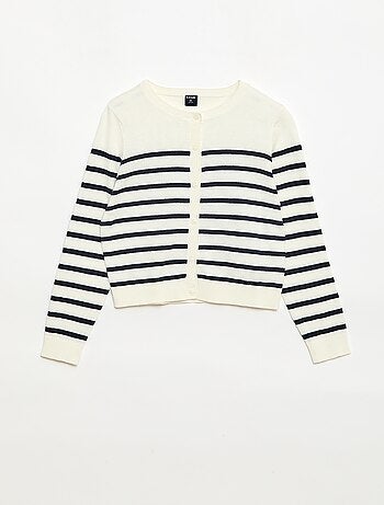 Cardigan de gola redonda leve e liso