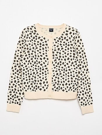 Cardigan leve de gola redonda liso