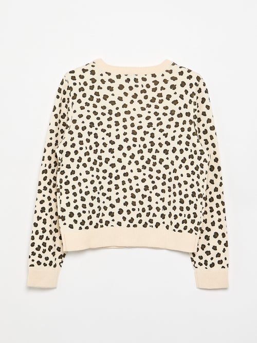 Cardigan de gola redonda leve com estampado leopardo - Kiabi Cardigan de gola redonda leve com estampado leopardo - Kiabi