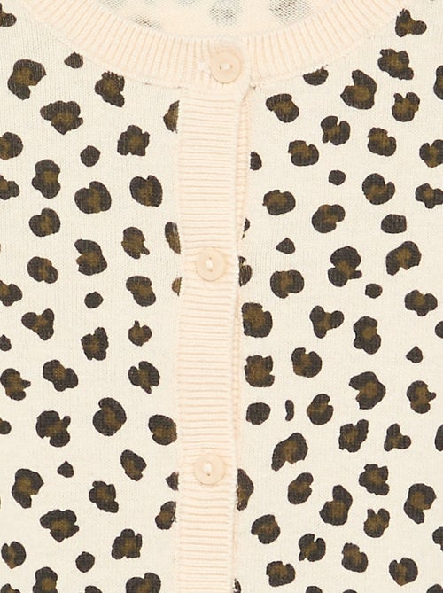 Cardigan de gola redonda leve com estampado leopardo - Kiabi Cardigan de gola redonda leve com estampado leopardo - Kiabi