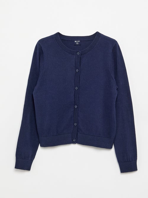 Cardigan de gola redonda leve e liso - Kiabi