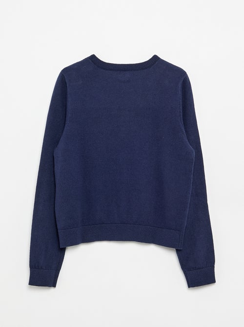 Cardigan de gola redonda leve e liso - Kiabi