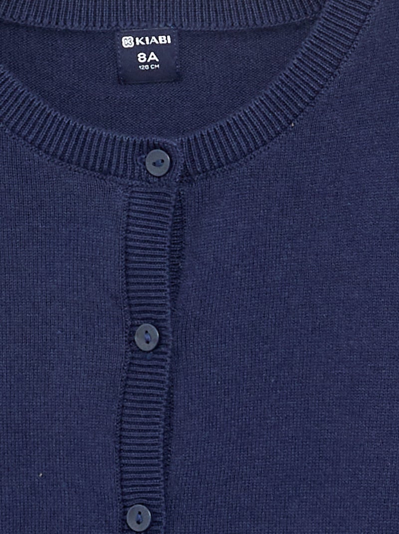 Cardigan de gola redonda leve e liso Azul marinho - Kiabi