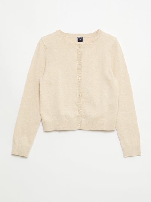 Cardigan de gola redonda leve e liso - Kiabi