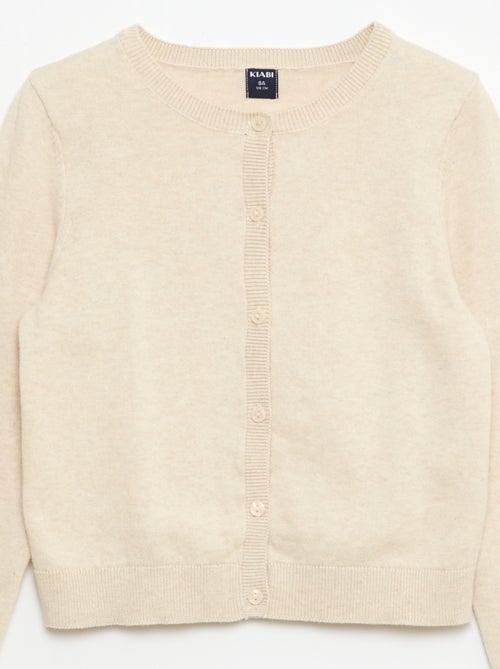 Cardigan de gola redonda leve e liso - Kiabi