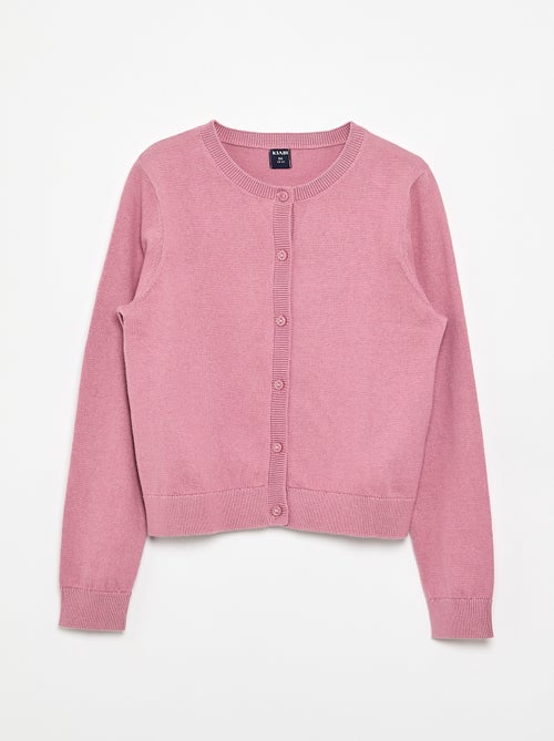 Cardigan de gola redonda leve e liso - Kiabi