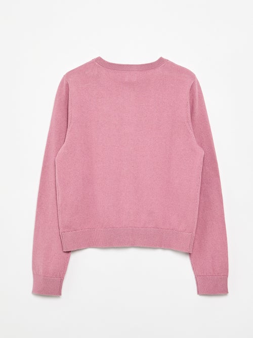 Cardigan de gola redonda leve e liso - Kiabi