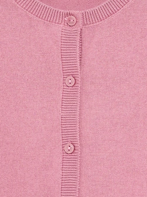 Cardigan de gola redonda leve e liso - Kiabi