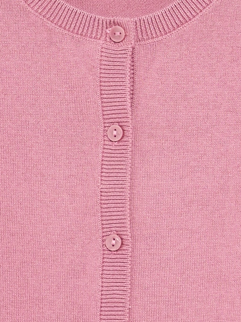 Cardigan de gola redonda leve e liso Rosa - Kiabi