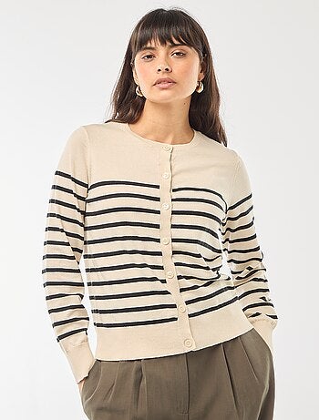 Casaco de malha de gola redonda liso