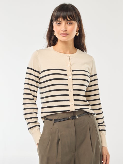 Cardigan de gola redonda liso - Kiabi
